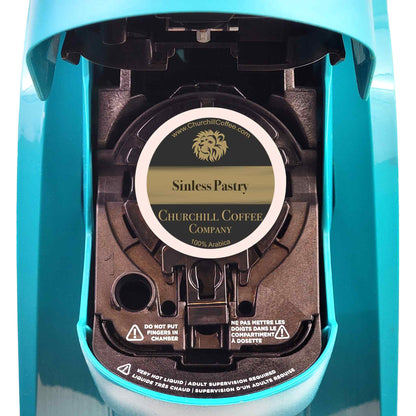 Sinless Pastry Regular flavored coffee box of Single Use Pods compatible with K-Cup Brewers, 2.0 Compatible. 12 Single Use pods per box. Regular